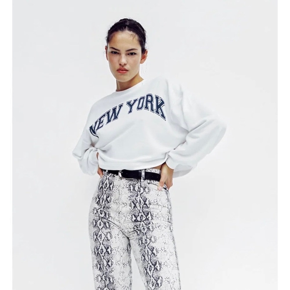 Zara New York Cropped Sweater